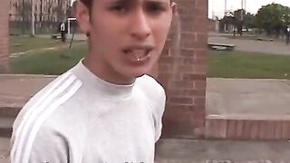 Cute latin skater twink Juan Carlos enjoys wanking his dick