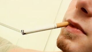 Cute skater Billy Da Kidd smokes multiple cigs while stroking his big cockÂ 