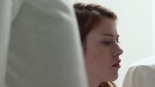 Redhead angel rides enormous dick turn around cowgirl for warm cumshot