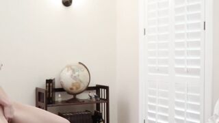 Modest Mormon darling gets horny and strokes off independent in office