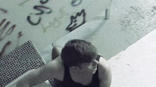 babe dark hair mom taking dick into the bathroom
