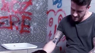 Adorable dark haired chick gets banged! into tha restroom