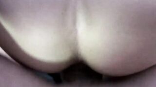 Naughty dark haired gets facialized by a huge dick