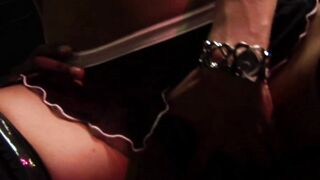 Bombshell dark haired gets throat ebony hammered