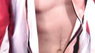 Good looking Jimmy Longdong tugs his enormous cock and tempting testicles