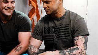 Brunette muscled soldier Tyler destroyed an ass hole with his big dick