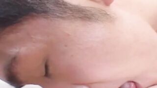 Japanese gay sucking big cock before getting cum in mouth