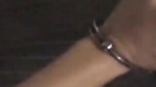 Handcuffed inked amateur solo jerking off his rock hard dick