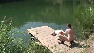 Sub gets punished and pissed outdoor