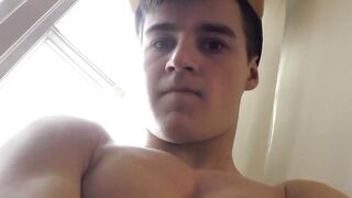 Twink handsome hunk boy Kent Mills abs flexing