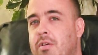 Fat mature amateur jerks his small cock and cums solo