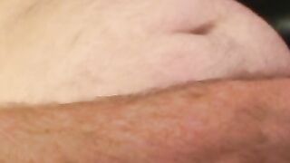 Fat mature amateur jerks his small cock and cums solo
