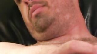Fat mature amateur jerks his small cock and cums solo