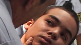 Sexy little twink becomes a prison bitch for a mature guy
