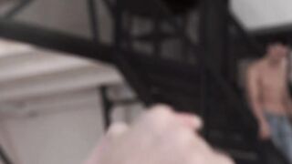Voluptuous girlfriend in white stockings fucks in her butt