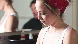 Petite blonde stepsis kitchen quickie