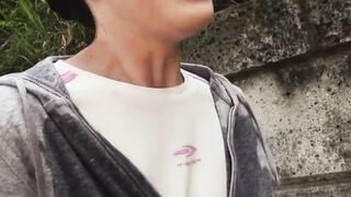 Sweaty mature Japanese woman with giant titted uses them on my toes