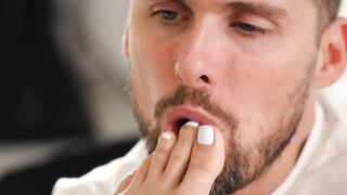 FOOTSIE BABES - Hot Geisha Kyd Makes Her Man Cum On Her Toes And Cleans Them With Her Mouth