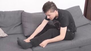GuysToeSucking.com - Freaky dude gets off to sniffing his socks and jerking