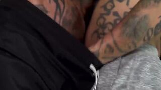 Tatted Latin horndog Matthew Grande is getting his throat rammed by an Asian dick