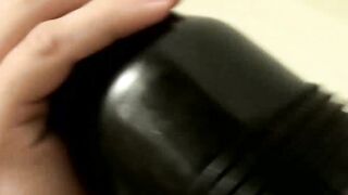 Straight muscled dude Wolfe Gunmetal strips down and pumps his load in the Fleshlight