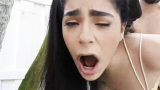 Petite Latina teen Angel Gostosa endures rough sex and domination