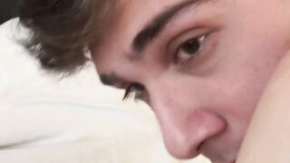Asking my good looking roommate Arthur Joseph to ride my cock until he cums