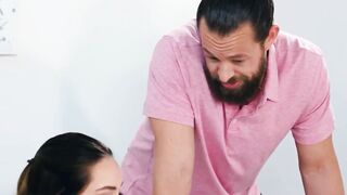 OUT OF THE FAMILY - New Masseuse Pratices With Her Stepdad And It Turns Inside A Steamy 3 Way