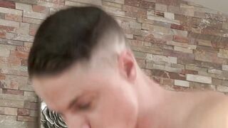 Muscle jock Skyy Knox riding hard dick after deepthroat