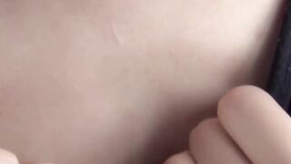 Little Japanese babe peeing while fingered in public