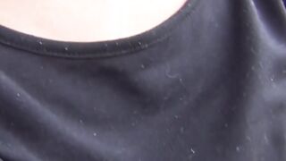 Little Japanese babe peeing while fingered in public