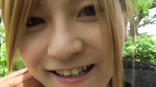 Natural tits Japanese babe close up peeing and pussy playing