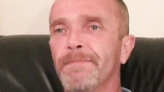 Mature amateur man strokes his small hairy cock and cums
