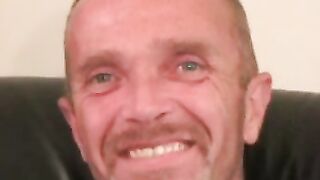 Mature amateur man strokes his small hairy cock and cums