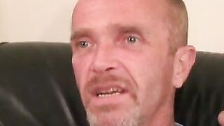 Mature amateur man strokes his small hairy cock and cums