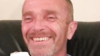 Mature amateur man strokes his small hairy cock and cums