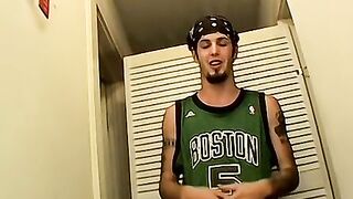 Straight tattooed amateur is jerking off his dick and cums