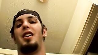 Straight tattooed amateur is jerking off his dick and cums