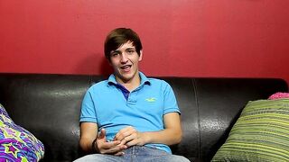Horny twink Colby Klein jerks off with dildo to cum solo