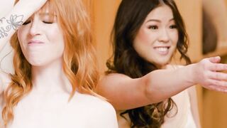 GIRLSWAY - Thin Voyeur Lulu Chu Caught Masturbating Has To Satisfy Whitney Wright & Her Gf
