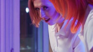 TRANSFIXED - Red Haired Transsexual Shiri Allwood & Jean Hollywood Gives Kenzie Anne Oiled Grind With Facial