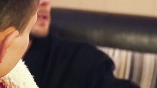 BoysAndDads.com - Adorable stepson Austin Young devours my fat dick while I finger hi