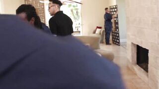 ADULT TIME - Lusty Housewife Christy Love Thanks Her Movers By Giving Up Snatch! WILD 6 ON one GANG BANG