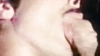 Bearded vintage homo strokes his dick then swallows an awesome cock