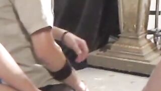 So many straight hard cocks and only one girl to satisfy them all