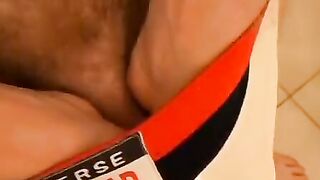 TwinkUndie.com - Horny Billy Da Kidd's big cock stroke in his snug white briefs