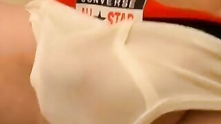 TwinkUndie.com - Horny Billy Da Kidd's big cock stroke in his snug white briefs