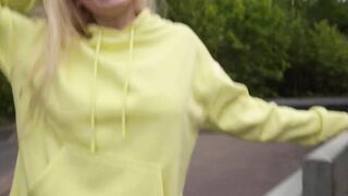 Blonde Vanessa Hillz revealed her boobs which made my cock hard enough to fuck her