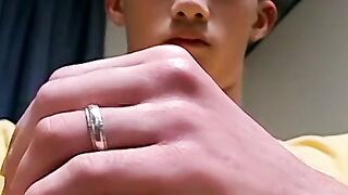 Hottie Braden Spence smokes reds while jerking and end it with a massive load of cum