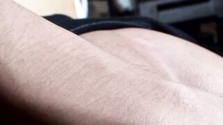 Blond Japanese twink toys with hole and strokes his dick